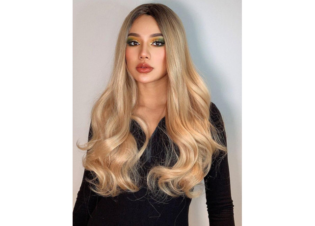 Peruca ombre saten mediu/ blond caramel